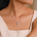 2 Carat Classic Oval Filigree Moissanite Pendant Necklace - in 18K White Gold Plating for Women