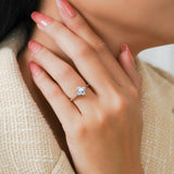 2.7 Carat Flower Inspired Moissanite Engagement Ring - 18K White Gold Plating Promise Ring for Women