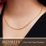 JeenMata 16-18 Inches Flat Curb Chain Necklace in Yellow Gold Plating - Fashion Necklace for Everyday Wear