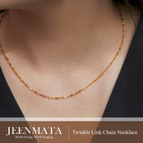 JeenMata 16-18 Inches Twinkle Link Chain Necklace in Yellow Gold Plating - Fashion Necklace for Everyday Wear
