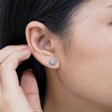Lab Diamond 1 Carat Round Cut Halo Stud Earrings
