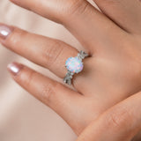 Inifnity 3.5 Ct Oval Cut Lab Created Opal Milgrain Engagement Ring