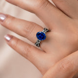 Butterfly 3.5 Ct Oval Cut Blue Sapphire Milgrain Engagement Ring