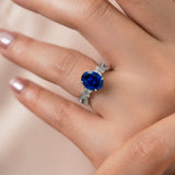Butterfly 3.5 Ct Oval Cut Blue Sapphire Milgrain Engagement Ring