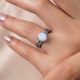 Inifnity 3.5 Ct Oval Cut Lab Created Opal Milgrain Engagement Ring