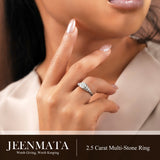 JeenMata 2.5 Carat Cushion Cut Moissanite - Multi-Stone Engagement Ring in 18K White Gold Plating for Women