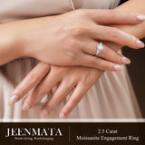 JeenMata 2.5 Carat Oval Cut Moissanite - Multi-Stone Engagement Ring in 18K White Gold Plating for Women
