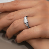 2.25 Ct Round Lab Diamond Three Stone Pave Engagement Ring