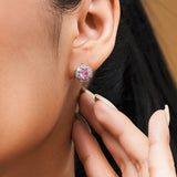 Pink Halo Stud Earrings – Elegant Floral Inspired Sparkling Jewelry
