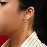 Triple Heart Dangle Earrings – Romantic Statement Jewelry