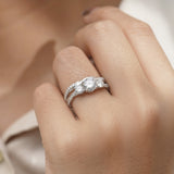 2 Ct Round Lab Diamond Twist Three Stone Bridal Set