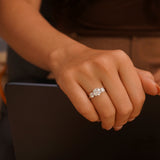 3 Carat Three Stone Round Cut Moissanite Engagement Ring, Classic Brilliance Ring in 18K White Gold Plating for Women
