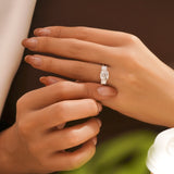 3.5 Carat Cushion Cut Three-Stone Moissanite Classic Engagement Ring in 18K White Gold Plating for Women