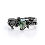 1 Carat Pear Moss Agate Nature Inspired Bridal Set