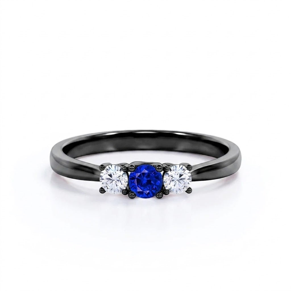 Trio 0.7 Ct Round Cut Lab Sapphire Engagement Ring