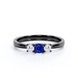 Trio 0.7 Ct Round Cut Lab Sapphire Engagement Ring