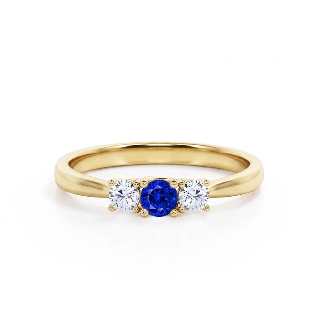 Trio 0.7 Ct Round Cut Lab Sapphire Engagement Ring