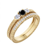 1.25 ct Round Lab Black Diamond Three Stone Bridal Set