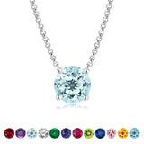 Beautiful 1 Carat Round Cut - Aquamarine - March Birthstone Solitaire Pendant Necklace in 18k White Gold over Silver, Female, Adult