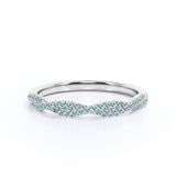 Half-Eternity 0.25 Carat Round Shape December Birthstone Blue Topaz Pave Infinity Wedding Band in 18K White Gold over Silver