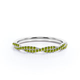 Half-Eternity 0.25 Carat Round Shape August Birthstone Peridot Pave Infinity Wedding Band in 18K White Gold over Silver