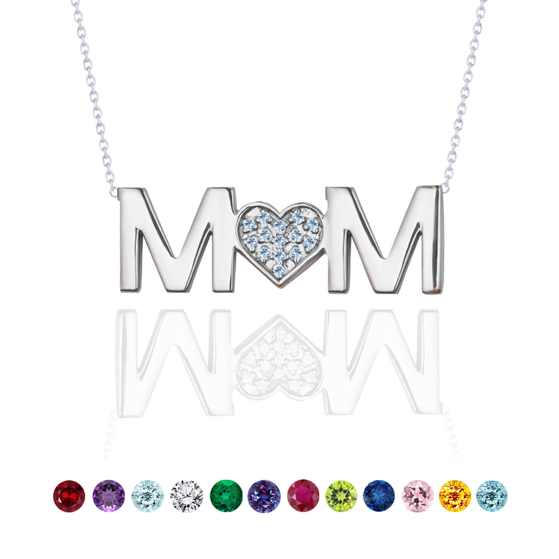 MOM Birthstone Pendant Necklace