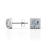 2 Carat Round Cut Cubic Zirconia Solitaire Stud Earrings in 18K White Gold over Silver