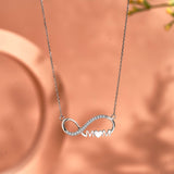 Infinity Mom Diamond Pendant Necklace in 18K White Gold over Silver