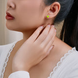 Gorgeous 1.5 Carat Heart Cut - Peridot - August Birthstone Solitaire Stud Earrings in 18K  Gold Plating for Women