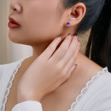 Gorgeous 1.5 Carat Heart Cut - Alexandrite - June Birthstone Solitaire Stud Earrings in 18K  Gold Plating for Women
