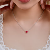 Gorgeous 2 Carat Heart Cut - Ruby - July Birthstone Pendant Necklace in 18K  Gold Plating for Women