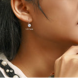 Lab Diamond Bezel Set Leverback Drop Earrings