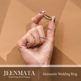 Moissanite Eternity Band for Women, Vintage Milgrain Stackable Wedding Ring, Round Cut Bridal Anniversary Band in 18K Gold Plated