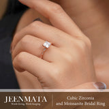 2.25 Carat Princess Cut Engagement Ring for Women, Cubic Zirconia Bridal Ring with Moissanite Side Stones, Vintage Milgrain Band, 18K Rose Gold Plated