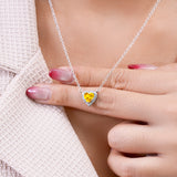 2 Carat Heart Shape Cubic Zirconia Birthstones Halo Necklace
