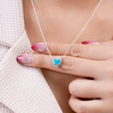 2 Carat Heart Shape Cubic Zirconia Birthstones Halo Necklace