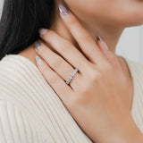 Lab Grown Diamond Round Prong Set Vintage Anniversary Ring in 18K White Gold Plated for Women