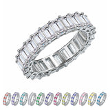 10 Carat Emerald Cut Birthstone - Multicolor Eternity Wedding Band