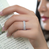 6.75 Carat Oval Cut Moissanite Eternity Anniversary Ring - Classic Prong Style Wedding Ring in White Gold Plating for Women