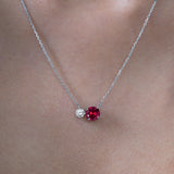 Birthstone Pendant Two Stones Necklace