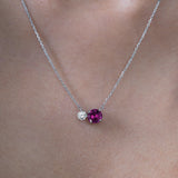 Birthstone Pendant Two Stones Necklace