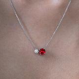 Birthstone Pendant Two Stones Necklace