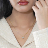 Lab Diamond 1 Carat Round Cut Double Halo Pendant Necklace