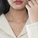 Lab Diamond 1 Carat Round Cut Double Halo Pendant Necklace