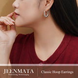 White Gold Plated Classic Hoop Earrings for Women, Lightweight Stainless Steel Earrings, Birthday Gift for Her