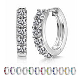 2 Carat April Birthstone - Cubic Zirconia Hoop Earrings - Multicolor Birthstone Earrings in 18K White Gold Plating for Women