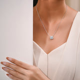 2 Carat Art Deco-Inspired Princess Cut Moissanite Pendant - in 18K White Gold Plating Necklace for Women