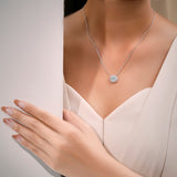 2 Carat Round Halo Moissanite Pendant Necklace - Vintage Inspired Pendant in 18K White Gold Plating for Women