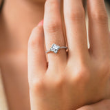 2.7 Carat Flower Inspired Moissanite Engagement Ring - 18K White Gold Plating Promise Ring for Women