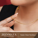 JeenMata 17- & 18-Inches Snake Chain Necklace in Yellow Gold Plating - Fashion Necklace for Everyday Wear